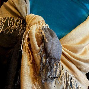 Blue Pacific 58x58" Cashmere Blend Gray to Peach Ombre Scarf